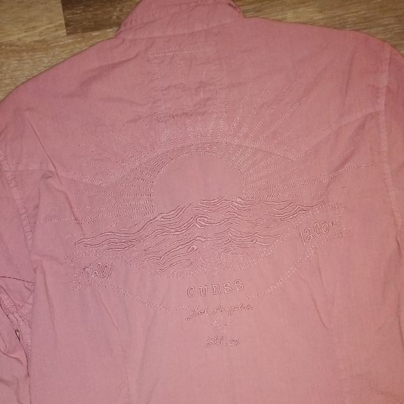 Guess Pink Button Down Casual Shirt Tailored Fit - Picture 8 of 9